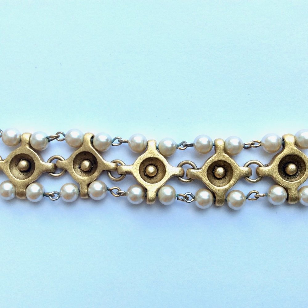 Vintage Gold Pearl Bracelet